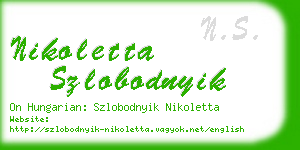 nikoletta szlobodnyik business card